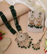 Green color kundan necklace set