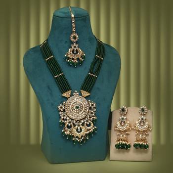 Green color kundan necklace set 2