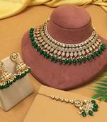 Green color kundan necklace set