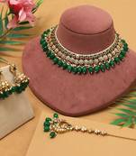 Green color kundan necklace set