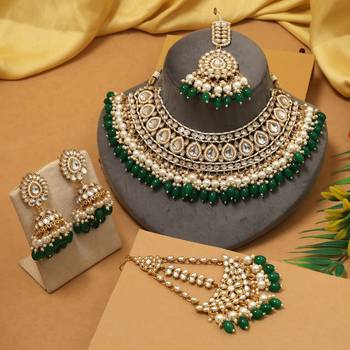 Green color kundan necklace set 2
