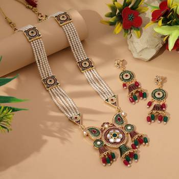 Maroon & green color rajputi jewellery rani haar 1