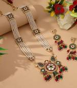 Maroon & green color rajputi jewellery rani haar