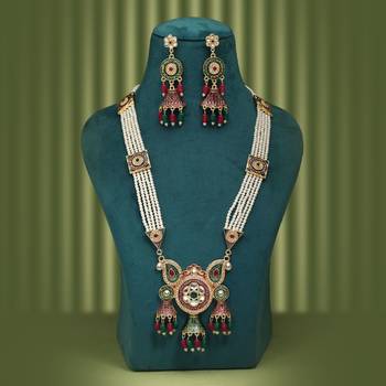 Maroon & green color rajputi jewellery rani haar 2