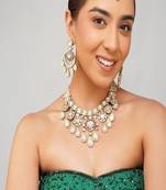 Gold plated kundan necklace set