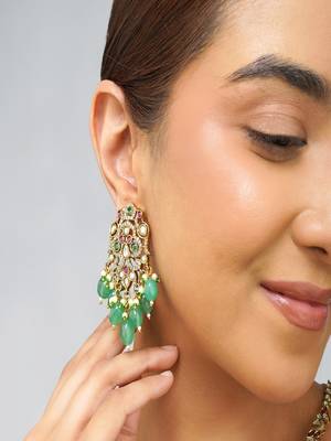 Gold plated kundan multicolor stone necklace set 3