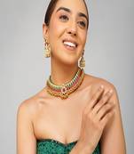 Gold plated kundan multicolor stone necklace set