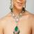 Gold plated kundan green stone necklace set
