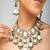 Gold plated kundan green stone necklace set
