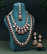 Maroon color kundan necklace set
