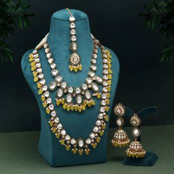 Yellow color kundan necklace set 1