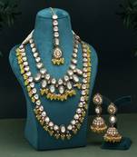 Yellow color kundan necklace set