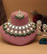 Green color kundan necklace set