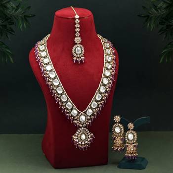 Purple color kundan necklace set 1