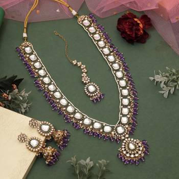 Purple color kundan necklace set 2