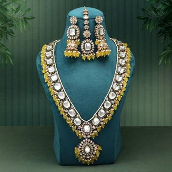 Yellow color kundan necklace set 1