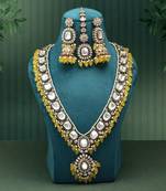 Yellow color kundan necklace set