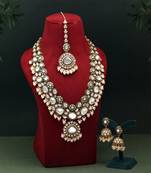 White color meena work kundan necklace set