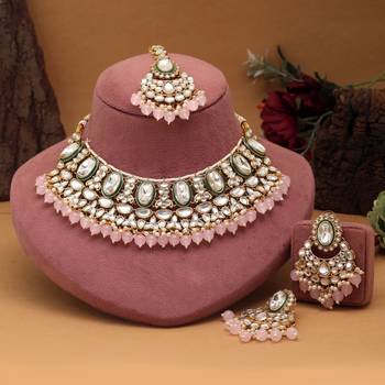 Yellow color kundan necklace set 1