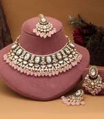 Yellow color kundan necklace set