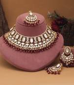 Maroon color kundan necklace set