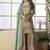 See green crepe silk digital with aari work plazzo suit