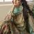 See green crepe silk digital with aari work plazzo suit
