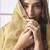 Beige crepe silk digital with aari work plazzo suit