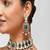 Gold plated kundan green stone necklace set