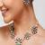 Gold plated kundan green stone necklace set