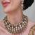 Gold plated kundan green stone necklace set