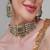 Gold plated kundan green stone choker necklace set