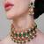 Gold plated kundan green stone choker necklace set