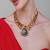 Gold plated green stone necklace set