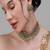 Gold plated kundan green stone choker necklace set