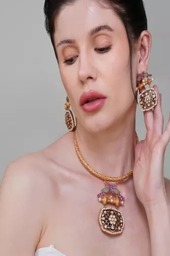 Gold plated Multicolor necklace set