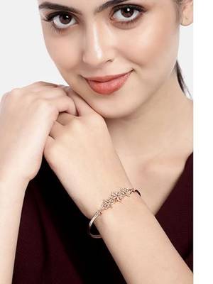 Stylish rose gold plated cubic zirconia american diamond adjustable bracelet for women & girls 1