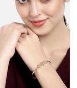 Stylish rose gold plated cubic zirconia american diamond adjustable bracelet for women & girls