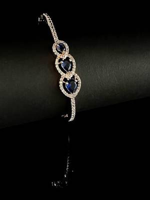 Stylish rose gold plated cubic zirconia american diamond adjustable bracelet for women 1