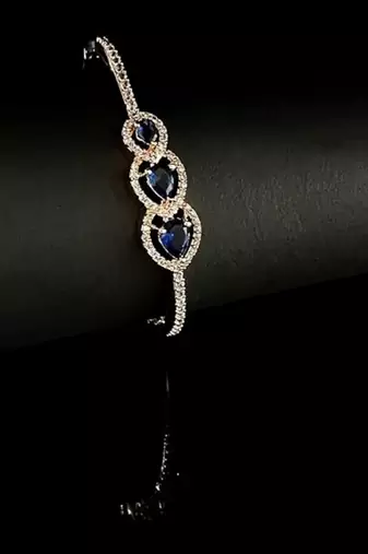 Stylish rose gold plated cubic zirconia american diamond adjustable bracelet for women
