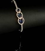 Stylish rose gold plated cubic zirconia american diamond adjustable bracelet for women