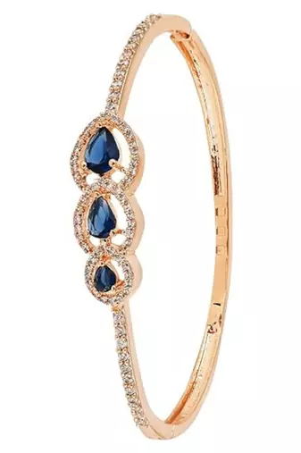 Stylish rose gold plated cubic zirconia american diamond adjustable bracelet for women