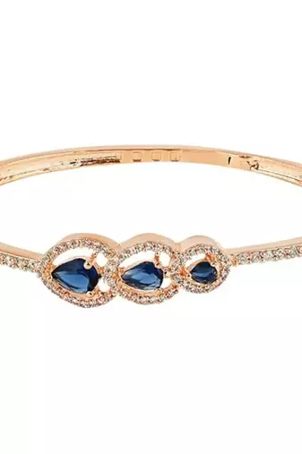Stylish rose gold plated cubic zirconia american diamond adjustable bracelet for women
