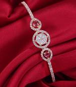 Stylish rose gold plated cubic zirconia american diamond adjustable bracelet for women