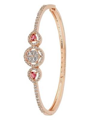 Stylish rose gold plated cubic zirconia american diamond adjustable bracelet for women 2