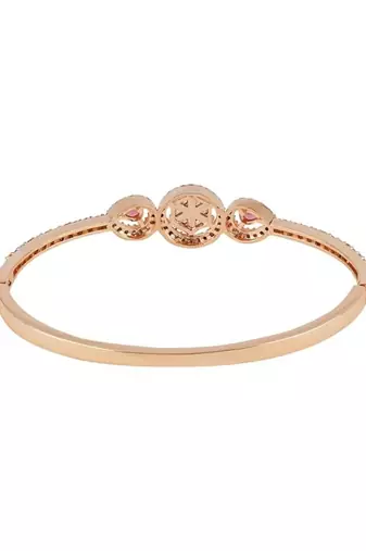 Stylish rose gold plated cubic zirconia american diamond adjustable bracelet for women