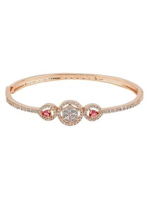 Stylish rose gold plated cubic zirconia american diamond adjustable bracelet for women 5