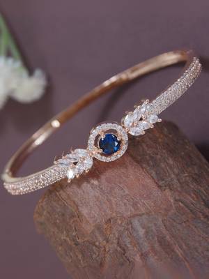 Stylish rose gold plated cubic zirconia american diamond adjustable bracelet for women 1
