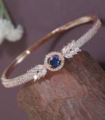 Stylish rose gold plated cubic zirconia american diamond adjustable bracelet for women