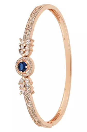Stylish rose gold plated cubic zirconia american diamond adjustable bracelet for women